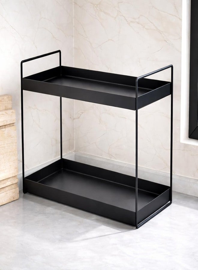 MLU 2-Tier Kitchen Countertop Organizer Rack | Premium Black Metal Spice & Oil Storage Stand | Space-Saving Condiment Shelf for Kitchen, Pantry & Dining - Image 1